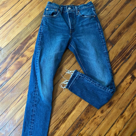 Levi's | Jeans | Levis 5 Raw Hem Skinny Jeans W25 L28 High Rise Moody  Marble Wash | Poshmark